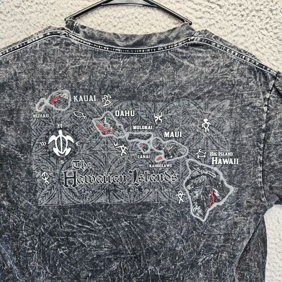 Hawaiian Lava T-Shirt Mens Size medium Black Acid Wash Hawaii Map Graphic - Picture 7 of 8